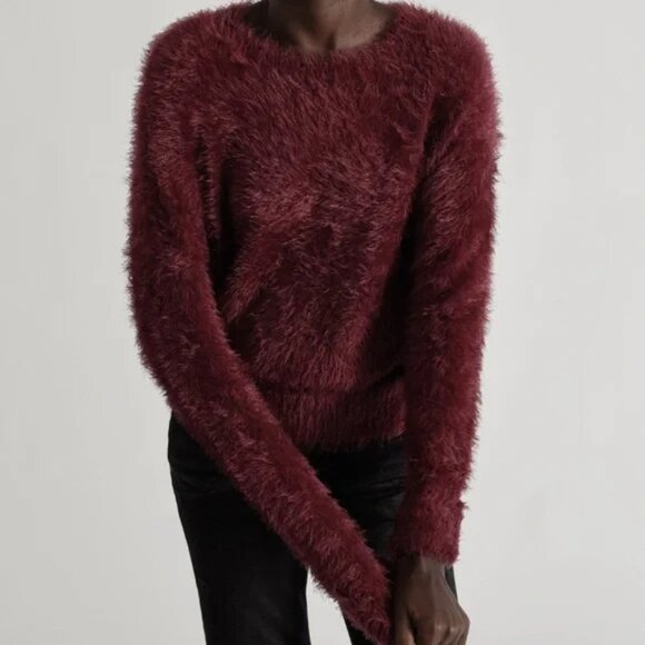 One Teaspoon Sugarloaf Crop Knit Sweater Bordeaux